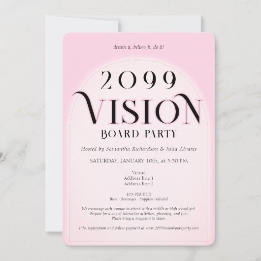 Vision Board Party Sorority Women Networking Event Kaart (Voorkant)