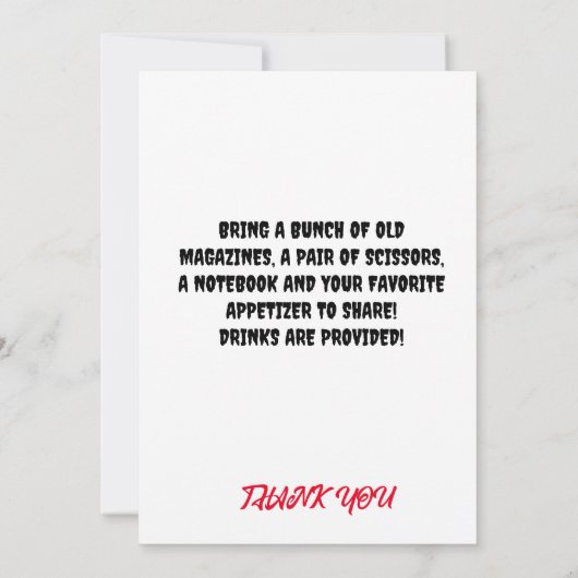 Vision Board Party Uitnodiging, Droomvisie Kaart (Achterkant)