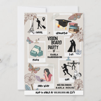 Vision Board Party Uitnodiging, Droomvisie Uitnodi Kaart