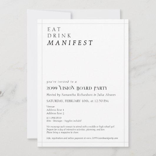 Vision Board Party Vrouwen Networking Workshop Kaart (Voorkant)