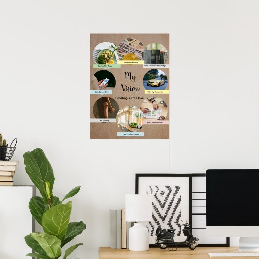 Vision Board with 8 Floating Photo Circles Poster (Thuiskantoor)