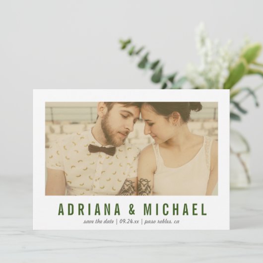 Vision Modern Pattern Foto | Groen Save The Date (Staand voorkant)