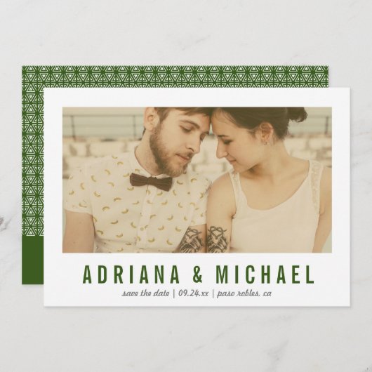  Vision Modern Pattern Foto | Groen Save The Date (Voorkant / Achterkant)