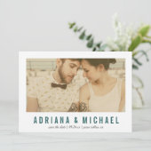  Vision Moderne Patroonfoto | Blauwgroen Save The Date (Staand voorkant)