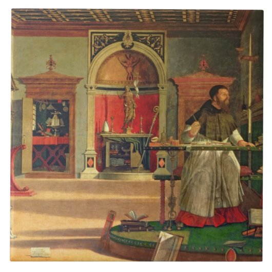 Vision of St. Augustine, 1502-08 (olie op canvas)  Tegeltje (Voorkant)