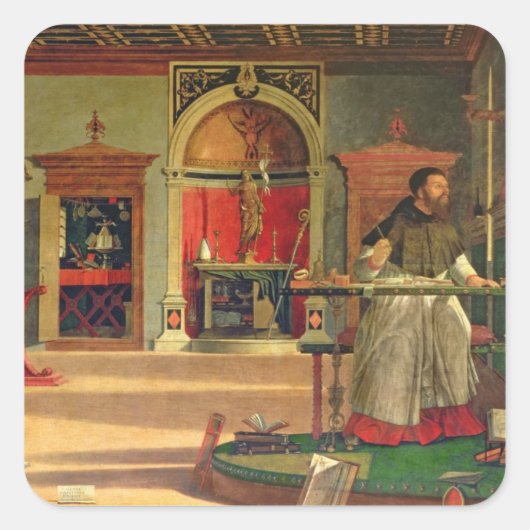 Vision of St. Augustine, 1502-08 (olie op canvas) Vierkante Sticker (Voorkant)