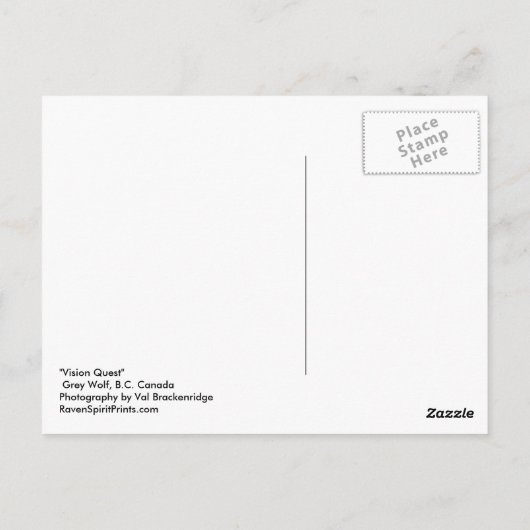 "Vision Quest" Grijze Wolf Post Kaart (Achterkant)