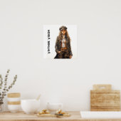 Vision Steampunk Jonge Vrouw Retro Poster (Keuken)