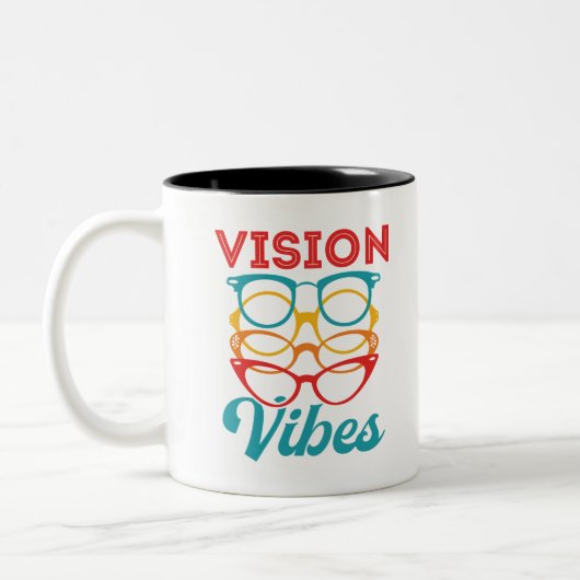 Vision Vibes Optometrist Optometry Tweekleurige Koffiemok (Links)