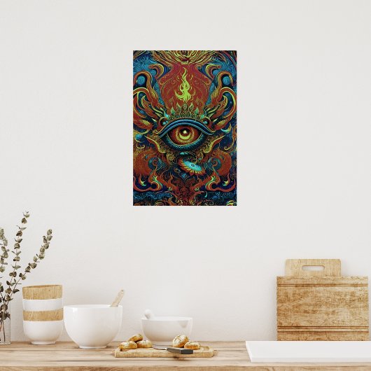 Visionaire vlammen: Spiritueel oog Poster (Keuken)
