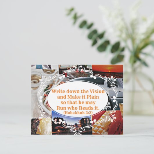 Visionbord met bijbelvers Schrijf het Visio neer Briefkaart (Staand voorkant)