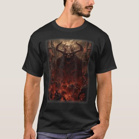 Visions of Hell Satan Devils Demons Monster Skelet T-shirt (Voorkant)