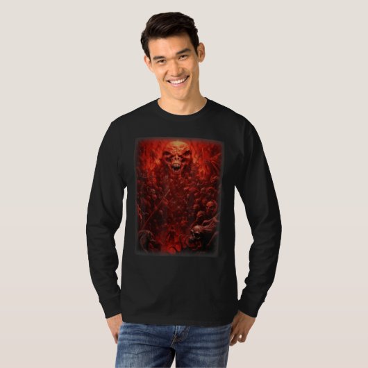 Visions of Hell Satan Devils Demons Monster Skelet T-shirt (Voorkant volledig)