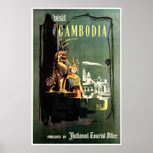 VISIT CAMBODIA Phnom Penh National Tourism Kantoor Poster (Voorkant)