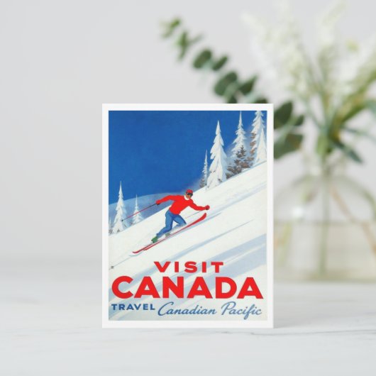 Visit Canada Canadian Pacific Ski Art Briefkaart (Staand voorkant)