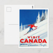 Visit Canada Canadian Pacific Ski Art Briefkaart (Voorkant / Achterkant)