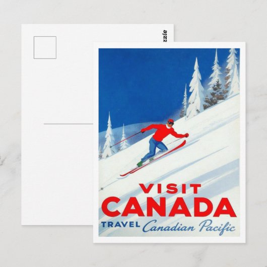 Visit Canada Canadian Pacific Ski Art Briefkaart (Voorkant / Achterkant)