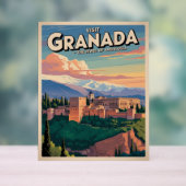 Visit Granada Vintage Travel Art Acryl Bord (Neutraal)