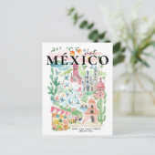 Visit México Watercolor Travel Postcard Briefkaart (Staand voorkant)