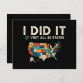 Visited All 50 US States - USA Map Travel - Visit  (Voorkant / Achterkant)