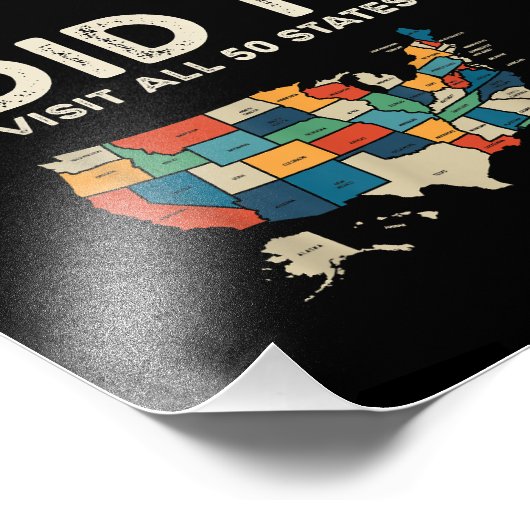 Visited All 50 US States - USA Map Travel - Visit  Foto Afdruk (Hoek)