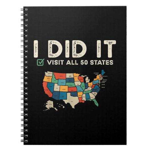 Visited All 50 US States - USA Map Travel - Visit  Notitieboek (Voorkant)