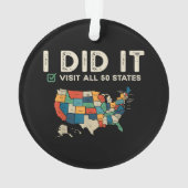 Visited All 50 US States - USA Map Travel - Visit  Ornament (achterkant)