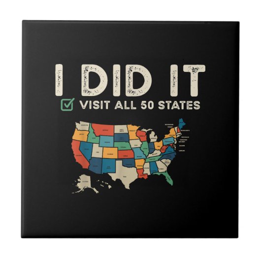 Visited All 50 US States - USA Map Travel - Visit  Tegeltje (Voorkant)