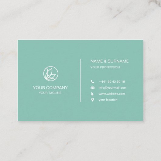 Visitekaart (lotus turquoise pastel) visitekaartje (Achterkant)