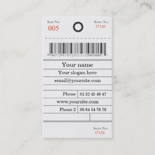 Visitekaart met etiket visitekaartje