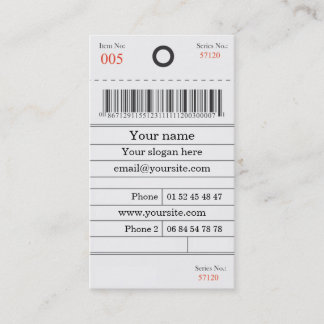 Visitekaart met etiket visitekaartje