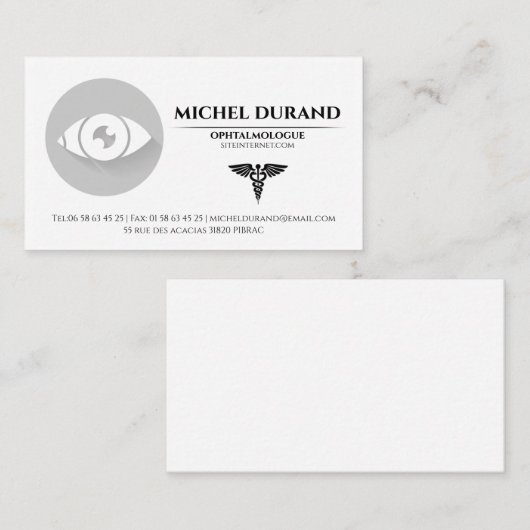 Visitekaarten oogheelkunde visitekaartje (Voorkant / Achterkant)
