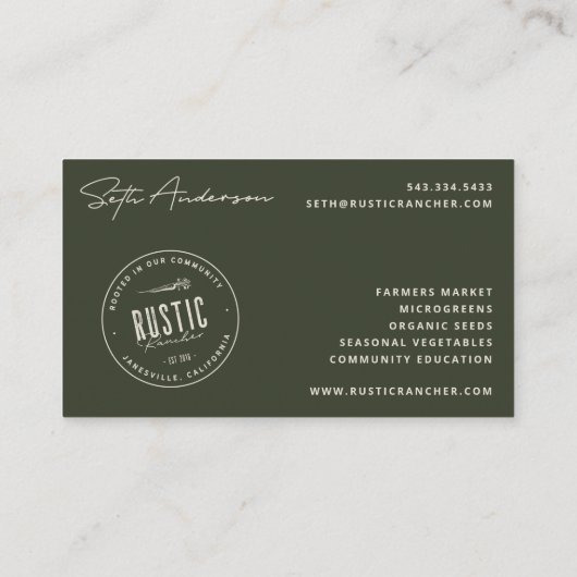 visitekaartje 5 | Rustic Rancher (Achterkant)