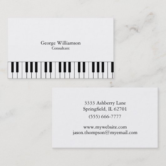 Visitekaartje Aangepaste pianoketoestellen (Voorkant / Achterkant)