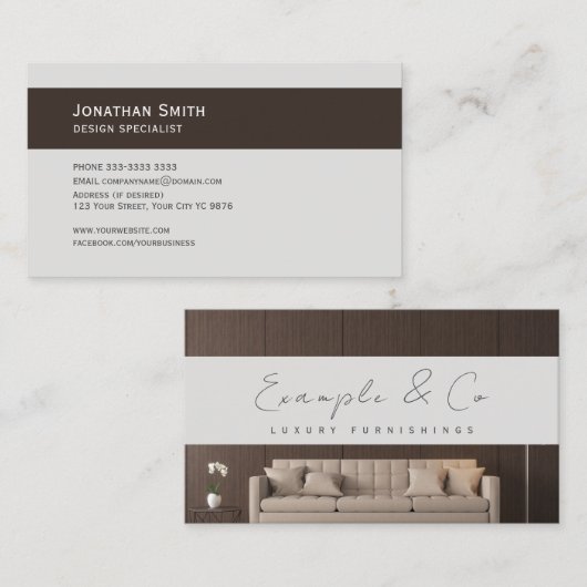 Visitekaartje, aanpasbaar fotomeubilair visitekaartje (Voorkant / Achterkant)