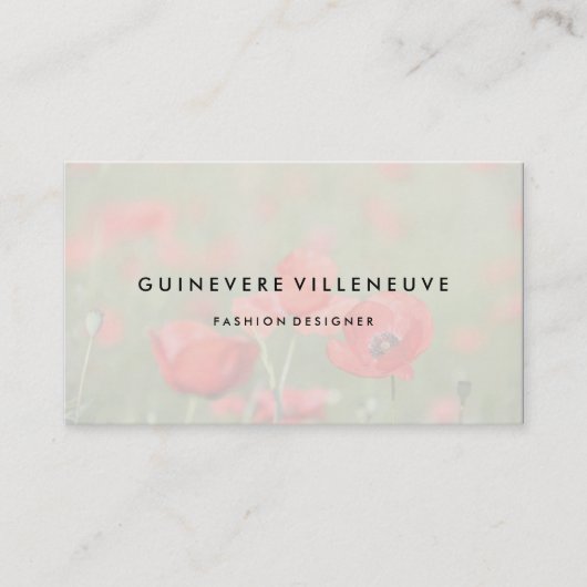 Visitekaartje aanpasbare romantische papaverbloeme (Voorkant)