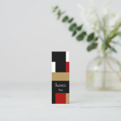 Visitekaartje Abstract Rood Zwart Wit Tane Geo (Staand voorkant)