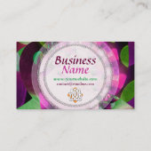 Visitekaartje abstracte kunstroze groene kleuren (Achterkant)