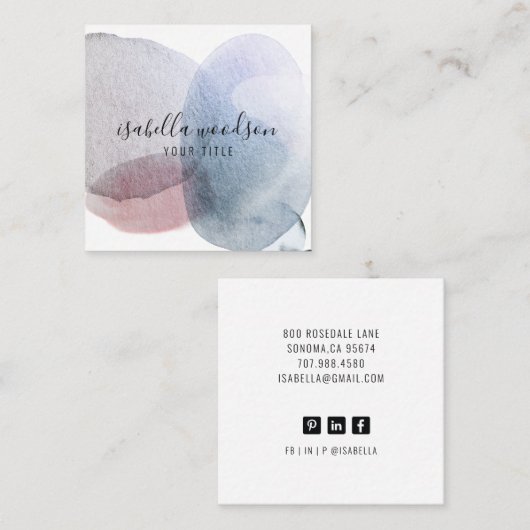 Visitekaartje abstracte Waterverf (Voorkant / Achterkant)