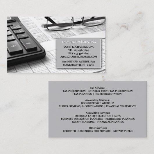 Visitekaartje accountant (Voorkant / Achterkant)