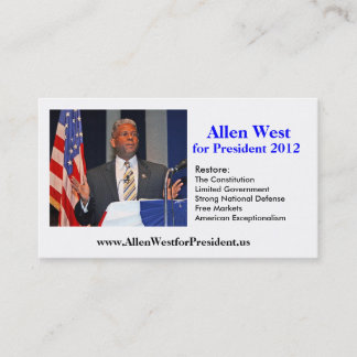 visitekaartje, Allen West voor President 2012 Visitekaartje