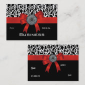 Visitekaartje Animal Print Zwart Wit Rood Bow (Voorkant / Achterkant)