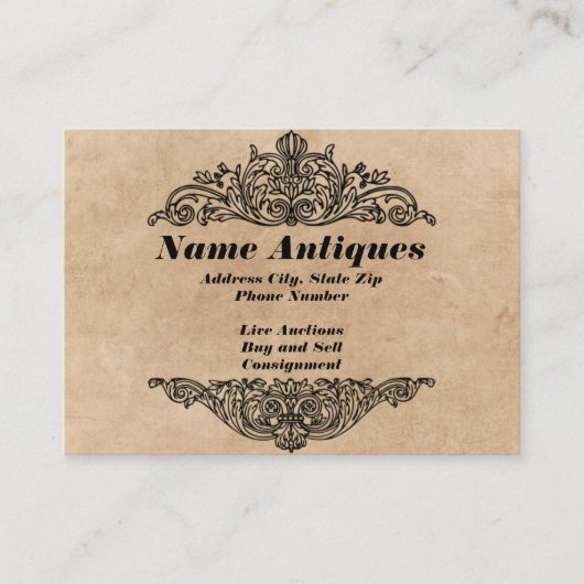 visitekaartje "Antiek/Antiek veiling" (Voorkant)