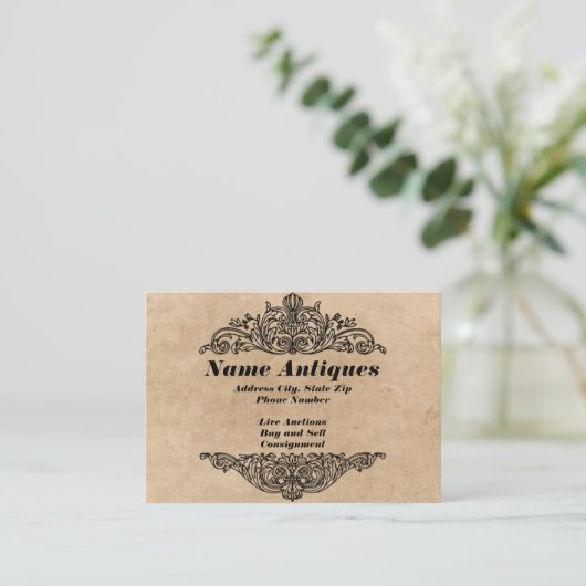 visitekaartje "Antiek/Antiek veiling" (Staand voorkant)