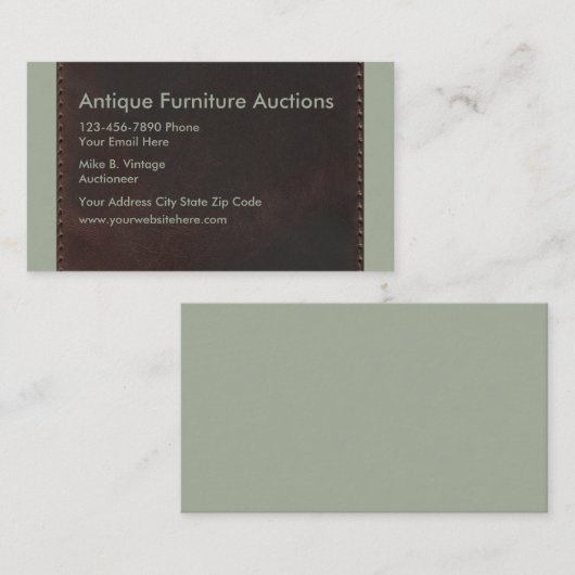 Visitekaartje Antiek veilingen (Voorkant / Achterkant)