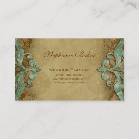 Visitekaartje Antiek Verdigris Wedding Planner (Achterkant)
