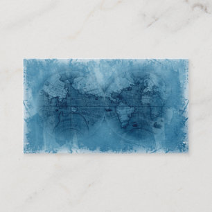 Visitekaartje Antiek Wereldkaart Wereldbol blauw