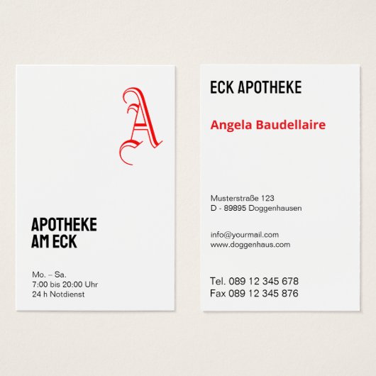 Visitekaartje Apotheek (Voorkant /achterkant)