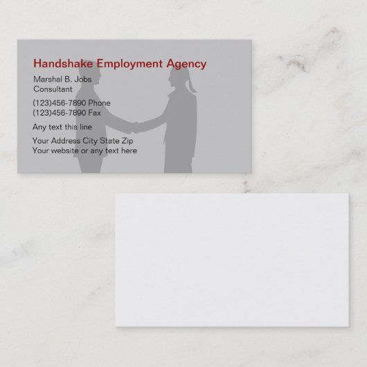 Visitekaartje arbeidsbureau (Voorkant / Achterkant)