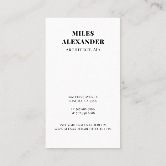 Visitekaartje architect (Achterkant)